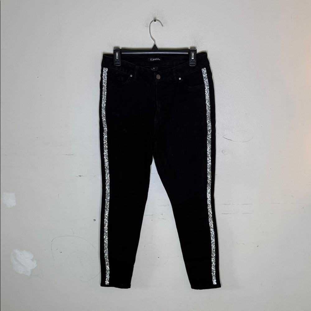 d. jeans Black Denim Sparkle Detail Pants Size 10